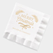 メリークリスマススクリプ企業のトパーソナライズされた名 箔ナプキン (左)