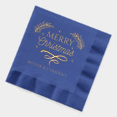 メリークリスマススクリプ企業のトパーソナライズされた名 箔ナプキン (左)