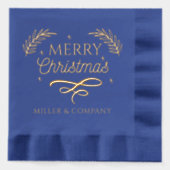 メリークリスマススクリプ企業のトパーソナライズされた名 箔ナプキン (正面)