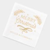 メリークリスマススクリプ企業のトパーソナライズされた名 箔ナプキン (左)