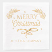 メリークリスマススクリプ企業のトパーソナライズされた名 箔ナプキン (正面)