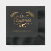 メリークリスマススクリプ企業のトパーソナライズされた名 箔ナプキン (正面)