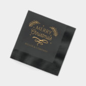 メリークリスマススクリプ企業のトパーソナライズされた名 箔ナプキン (左)