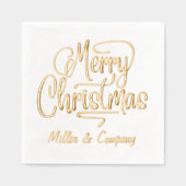 メリークリスマススクリプ企業のトパーソナライズされた名 箔ナプキン (正面)