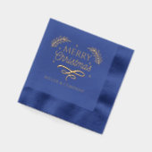 メリークリスマススクリプ企業のトパーソナライズされた名 箔ナプキン (左)