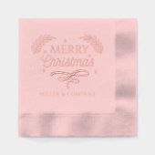 メリークリスマススクリプ企業のトパーソナライズされた名 箔ナプキン (正面)