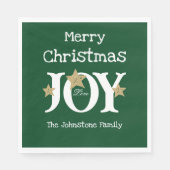 メリークリスマススクリプ素朴トグリーン紙パーティー スタンダードランチョンナプキン (正面)