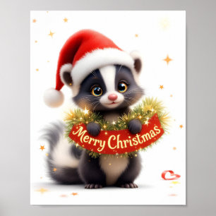 メリークリスマススクンクプリント ポスター