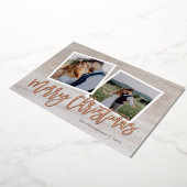 メリークリスマススク素朴リプト2フォト金ゴールド 箔シーズンカード (回転した状態)