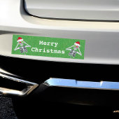 メリークリスマススケルトンオーナメントアイズグリーン バンパーステッカー