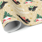 メリークリスマススコットランド犬の雪のおもしろい名金ゴールド ラッピングペーパー (ロールコーナー)