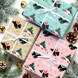 メリークリスマススコットランド犬の雪のおもしろい名 ラッピングペーパーシート