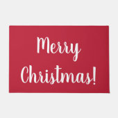 メリークリスマススタイリッシュスクリプトレッド ドアマット (正面)