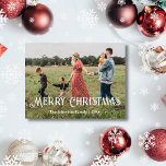 メリークリスマススタイリッシュホワイトタイポグラフィ写真 シーズンポストカード<br><div class="desc">背景写真：freepik.comメリーエレガントススタイリッシュクリスマ白タイポグラフィフォトポストカードあなたはフォントの色とスタイルを変更することができます。</div>