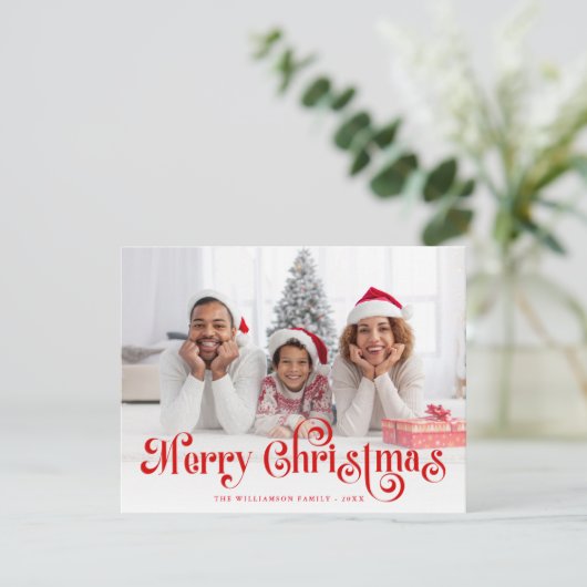 メリークリスマススタイリッシュレタリング写真 シーズンカード (スタンド正面)