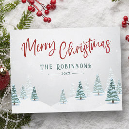 メリークリスマススタイリッシュ素朴カントリー冬樹 シーズンポストカード