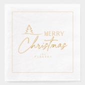 メリークリスマススタイルツリーモチーフID1009 箔ナプキン (正面)
