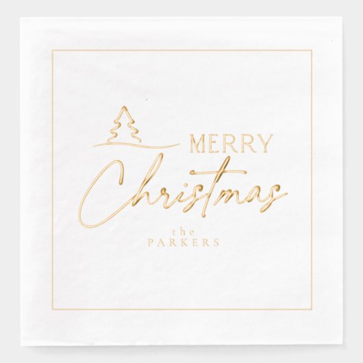 メリークリスマススタイルツリーモチーフID1009 箔ナプキン (正面)