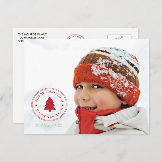 メリークリスマススタンプ休日の写真はがき シーズンポストカード (正面/裏面)