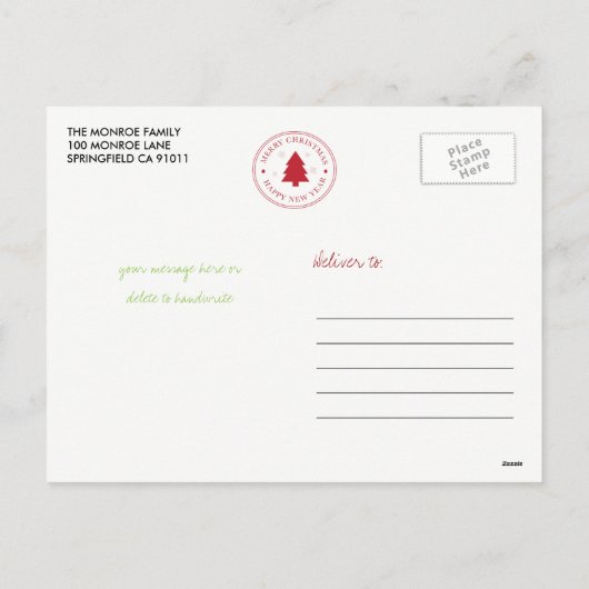 メリークリスマススタンプ休日の写真はがき シーズンポストカード (裏面)