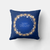 メリークリスマススターきらめくズリースブルー クッション (裏面)
