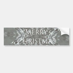 メリークリスマススターアンティークシルバーグレー バンパーステッカー