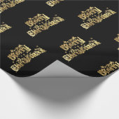 メリークリスマススターズタイポグラフィブラック金ゴールドシック ラッピングペーパー (角)