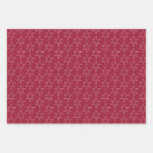 メリークリスマススターズツリー冬のパターンBurgundy ラッピングペーパーシート (正面2)