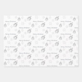 メリークリスマススターズツリー冬のパターンBurgundy ラッピングペーパーシート (正面)