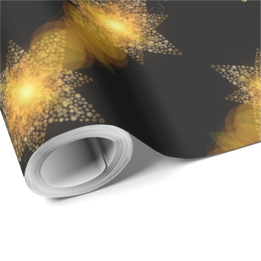 メリークリスマススターズパターン星灯エレガント ラッピングペーパー (ロールコーナー)