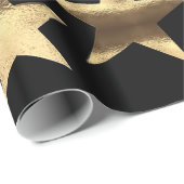 メリークリスマススターズブラック金ゴールドエレガント台本 ラッピングペーパー (ロールコーナー)