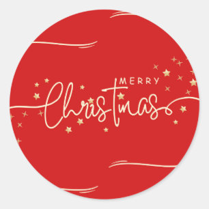 メリークリスマススターズレッド ラウンドシール