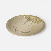 メリークリスマススターズ溶融金ゴールドグリッター ペーパープレート (アングル)
