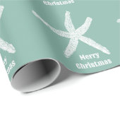 メリークリスマススターフィッシュグリーンビーチトレンディーカスタム ラッピングペーパー (ロールコーナー)