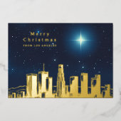 メリークリスマススターフォトフォイルホリデーカード 箔シーズンカード (正面)