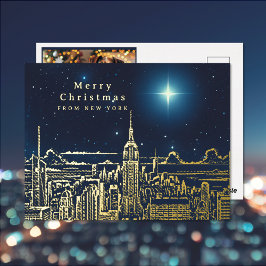 メリークリスマススターフォトフォイルホリデーポストカード 箔シーズンポストカード