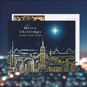 メリークリスマススターフォトフォイルホリデーポストカード 箔シーズンポストカード