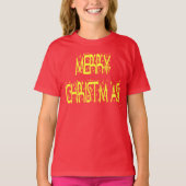 メリークリスマススターリーナイトフォントガールズ&ボーイズ Tシャツ (正面)