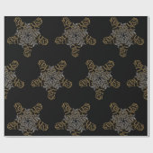 メリークリスマススター書道金ゴールドシルバーブラック ラッピングペーパー (フラット)