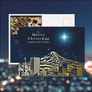 メリークリスマススター追加フォトフォイルのポストカード 箔シーズンポストカード