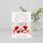 メリークリスマススター1フォトモダン冬 箔シーズンポストカード (立ち正面)