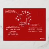 メリークリスマススター1フォトモダン冬 箔シーズンポストカード (裏面)