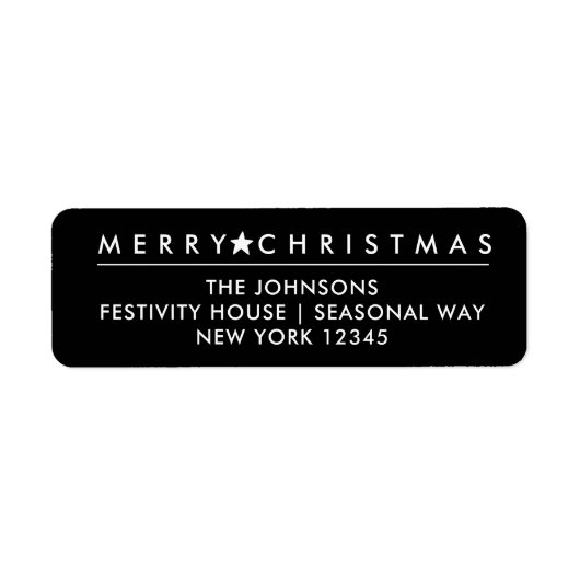 メリークリスマススター |ブラック差出人住所ラベル ラベル (正面)