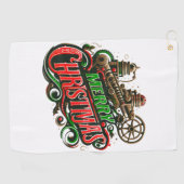 メリークリスマススチームパンク ゴルフタオル (横)