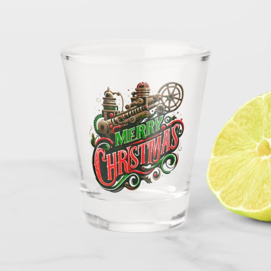 メリークリスマススチームパンク ショットグラス (正面)