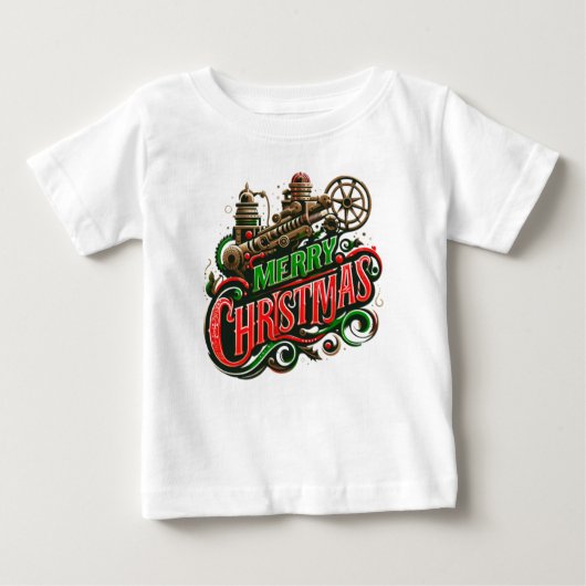 メリークリスマススチームパンク ベビーTシャツ (正面)