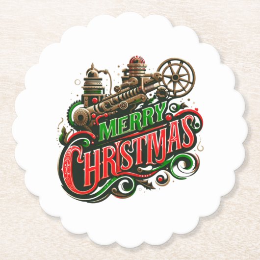 メリークリスマススチームパンク ペーパーコースター (正面)