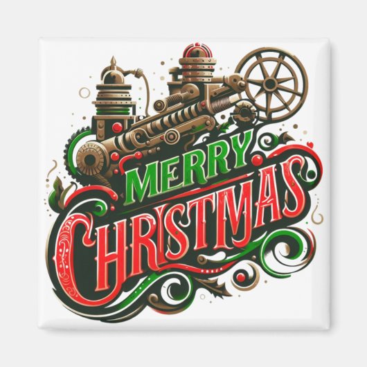 メリークリスマススチームパンク マグネット (正面)