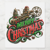 メリークリスマススチームパンク ワインラベル (シングルラベル)