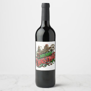 メリークリスマススチームパンク ワインラベル